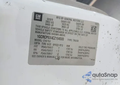 2012 Chevrolet Silverado 1500 Work Truck z USA, uszkodzony, nr VIN 1GCRCPEX4CZ194500